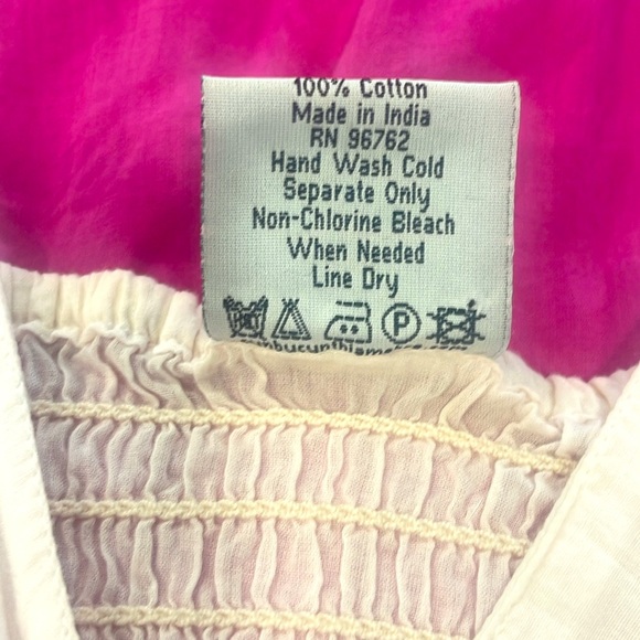 Fuchsia Ombré Spaghetti Strap 💯Cotton Smocked Waist and Back Cynthia Mehra S/M - Picture 6 of 7